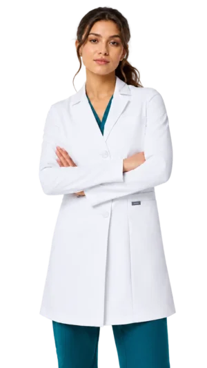 Bellevue Long Slim Lab Coat White