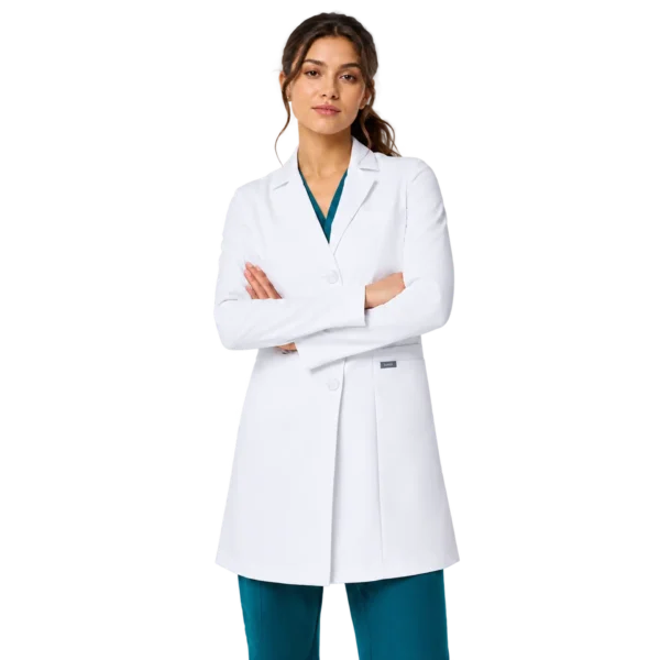 Bellevue Long Slim Lab Coat White
