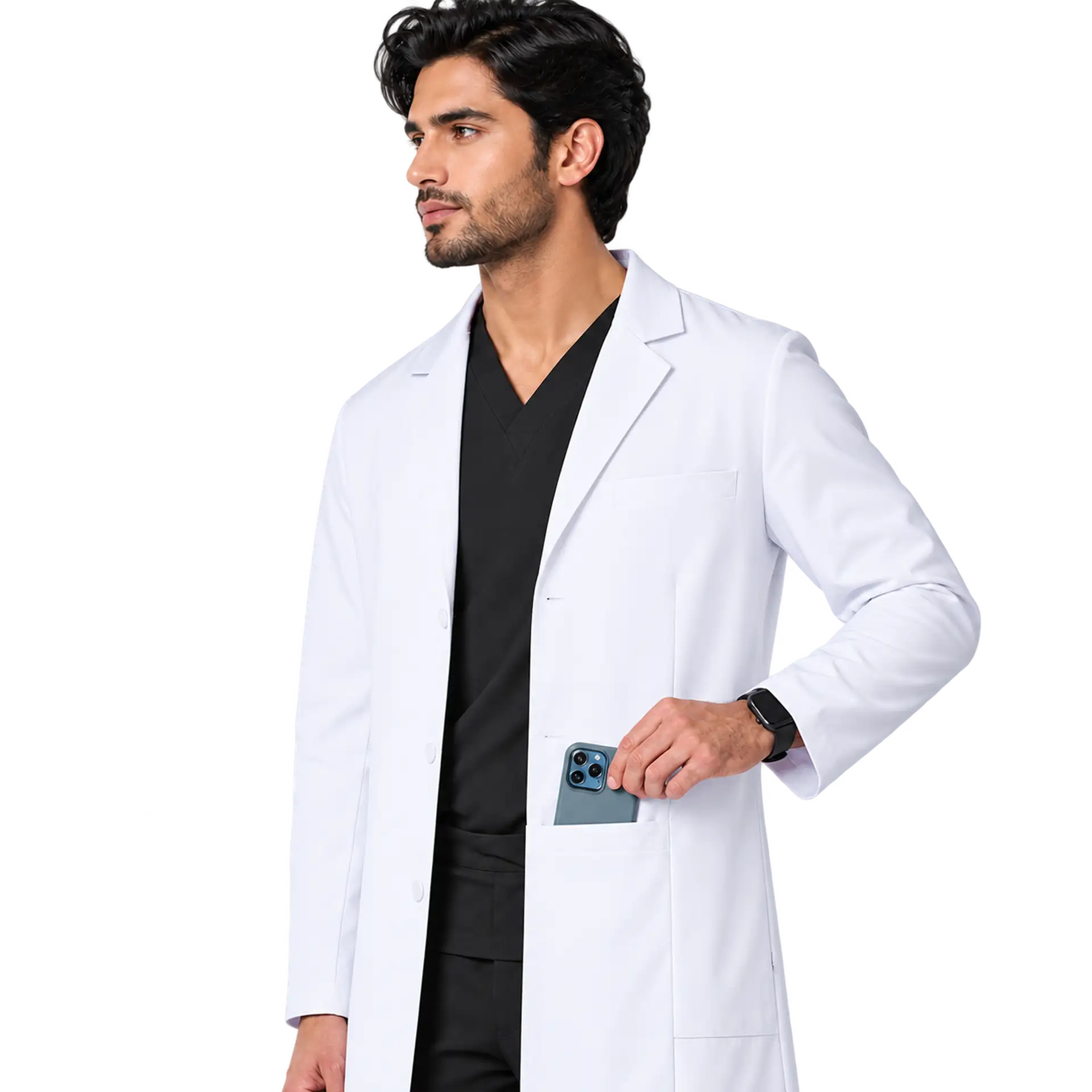 Men Harlem Long Slim-Fit Lab Coat