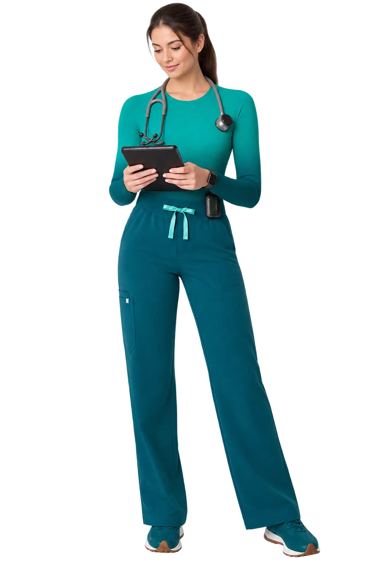 Women Isabel High-Rise Wide-Leg Scrub Pants - Image 1