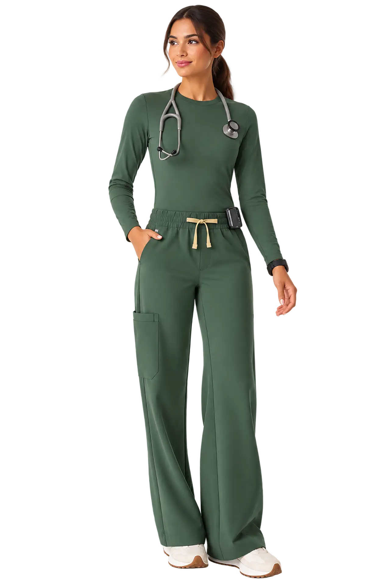 Isabel Ruched Wide-Leg Scrub Pants - Image 1